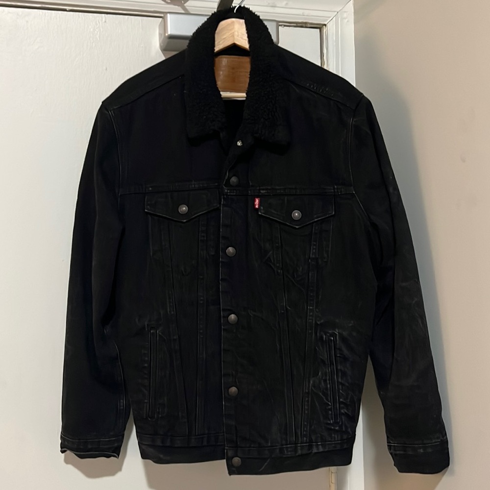 Black Sherpa Levi Denim Jean Jacket